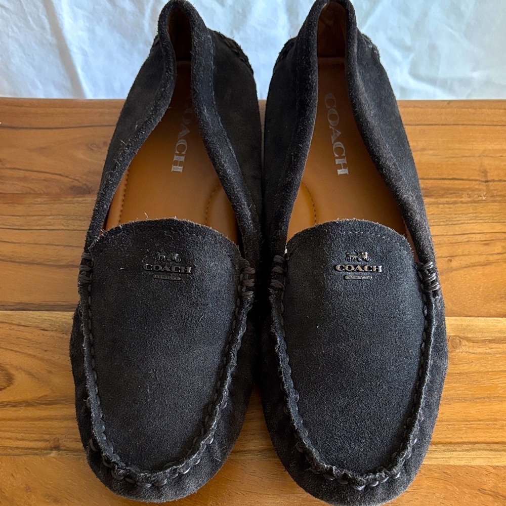 Coach women’s black/gray Suede Slip-On Loafers
